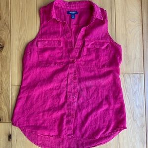 Hot Pink linen blend collared tank! 💕